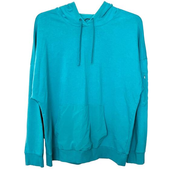 ALL IN MOTION LONG SLEEVE HOODIE, WOMENS, L, TEAL BLUE, HAND WARMER, KEY POCKET - Picture 1 of 11